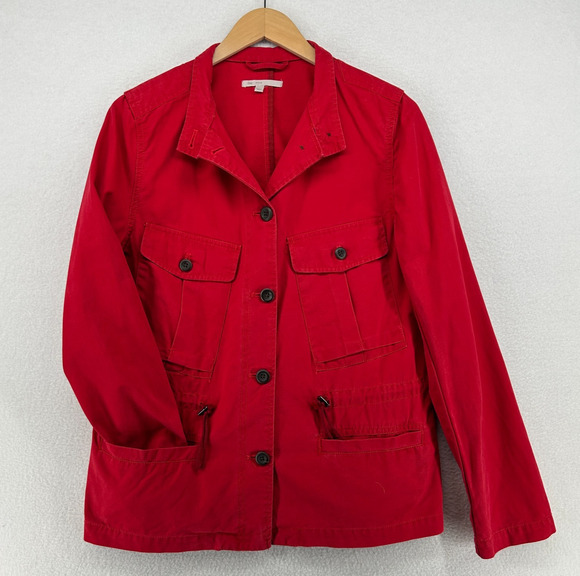 GAP Jackets & Blazers - GAP Jacket Womens M Twill Field Safari Utility Button Front Cotton Red